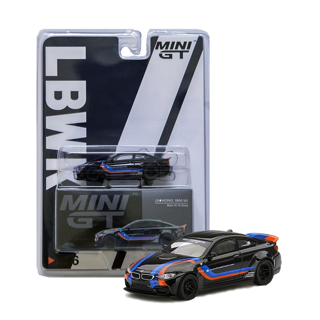 1/64 MINI-GT LB-WORKS BMW M4 Black W/M Stripe(MC97-BM 1/64 MINI-GT LB-WORKS BMW M4 Black W/M Stripe(MC97-BM